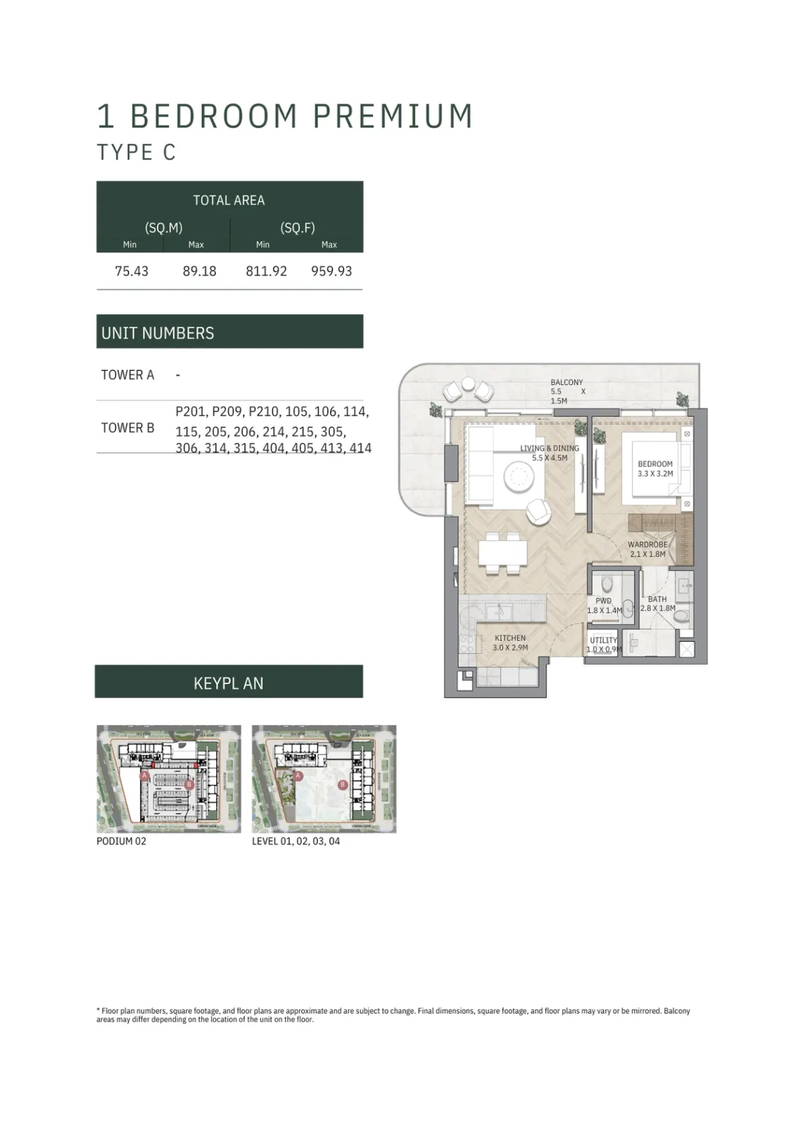 Floor plan for Type C1