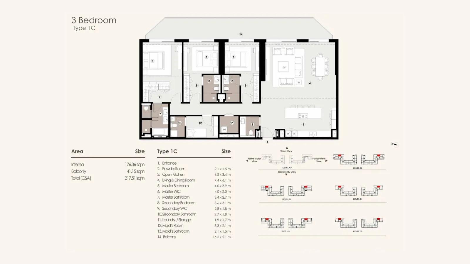 Floor plan for Type 1C
