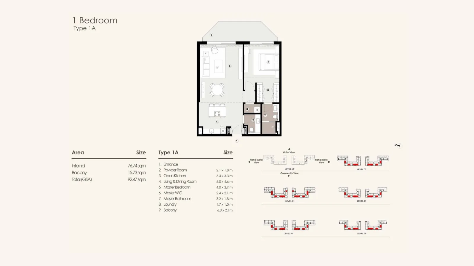 Floor plan for Type 1A