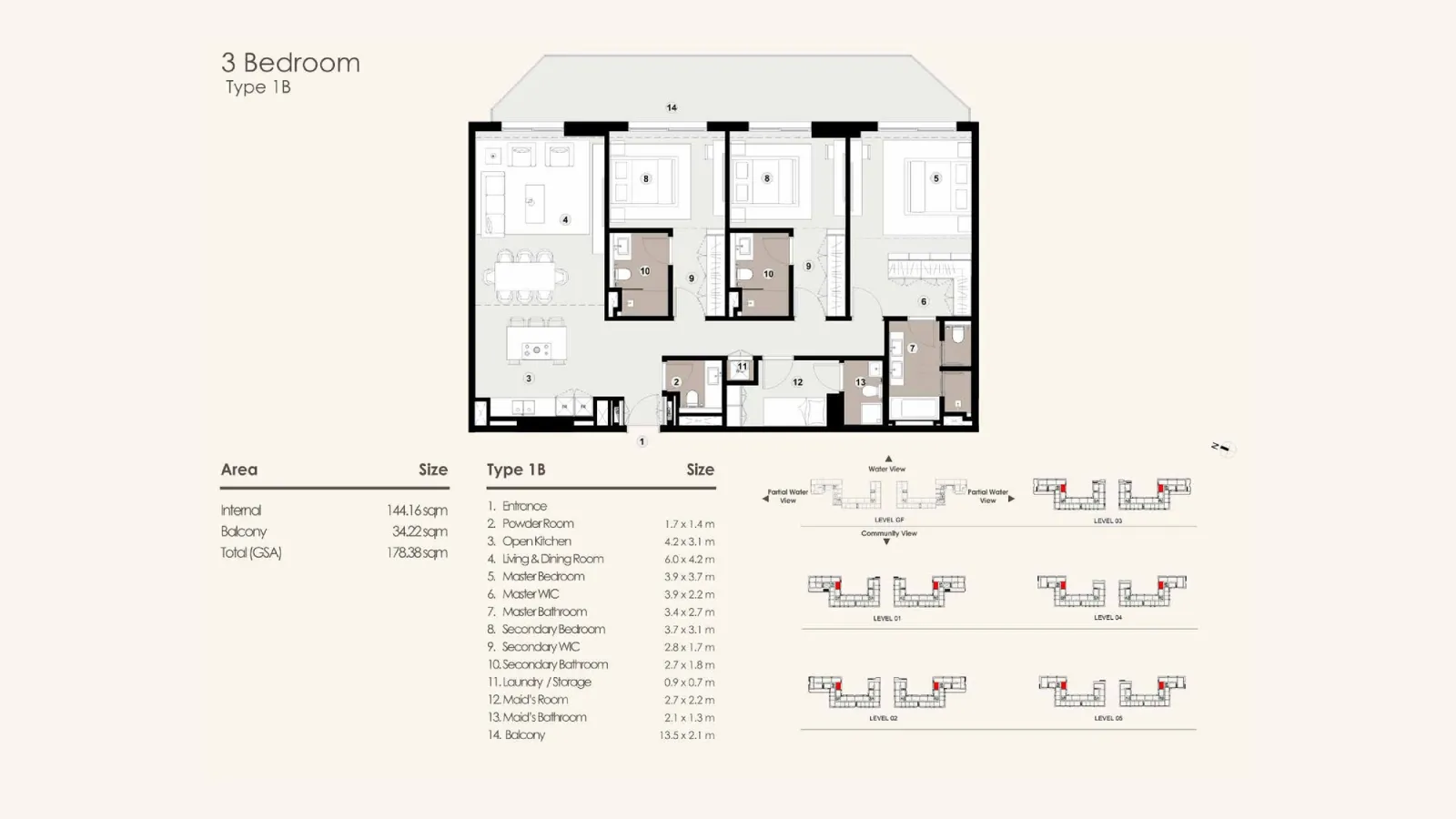 Floor plan for Type 1B