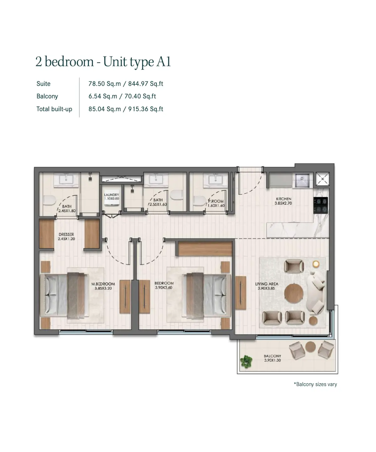 Floor plan for Type A1