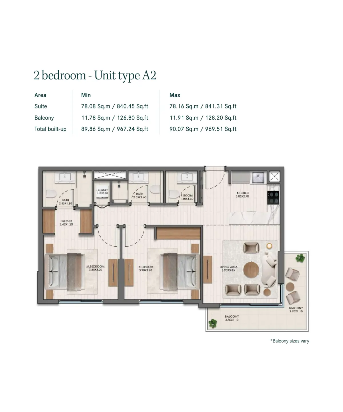 Floor plan for Type A2