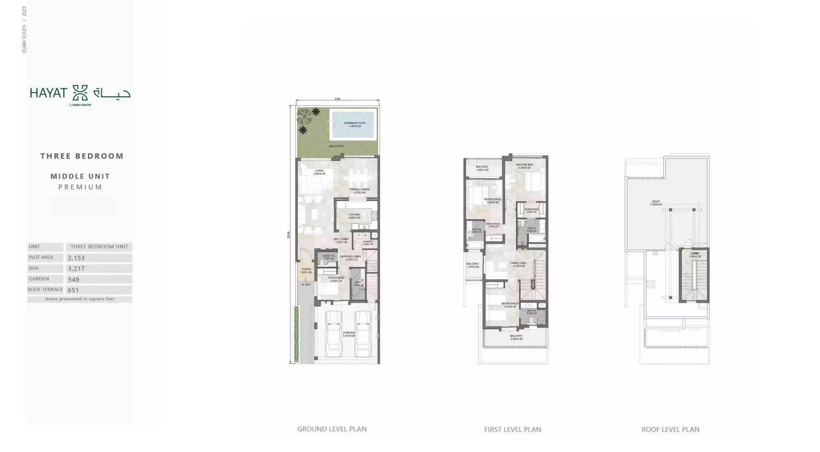 Floor plan for Type 3BR Middle