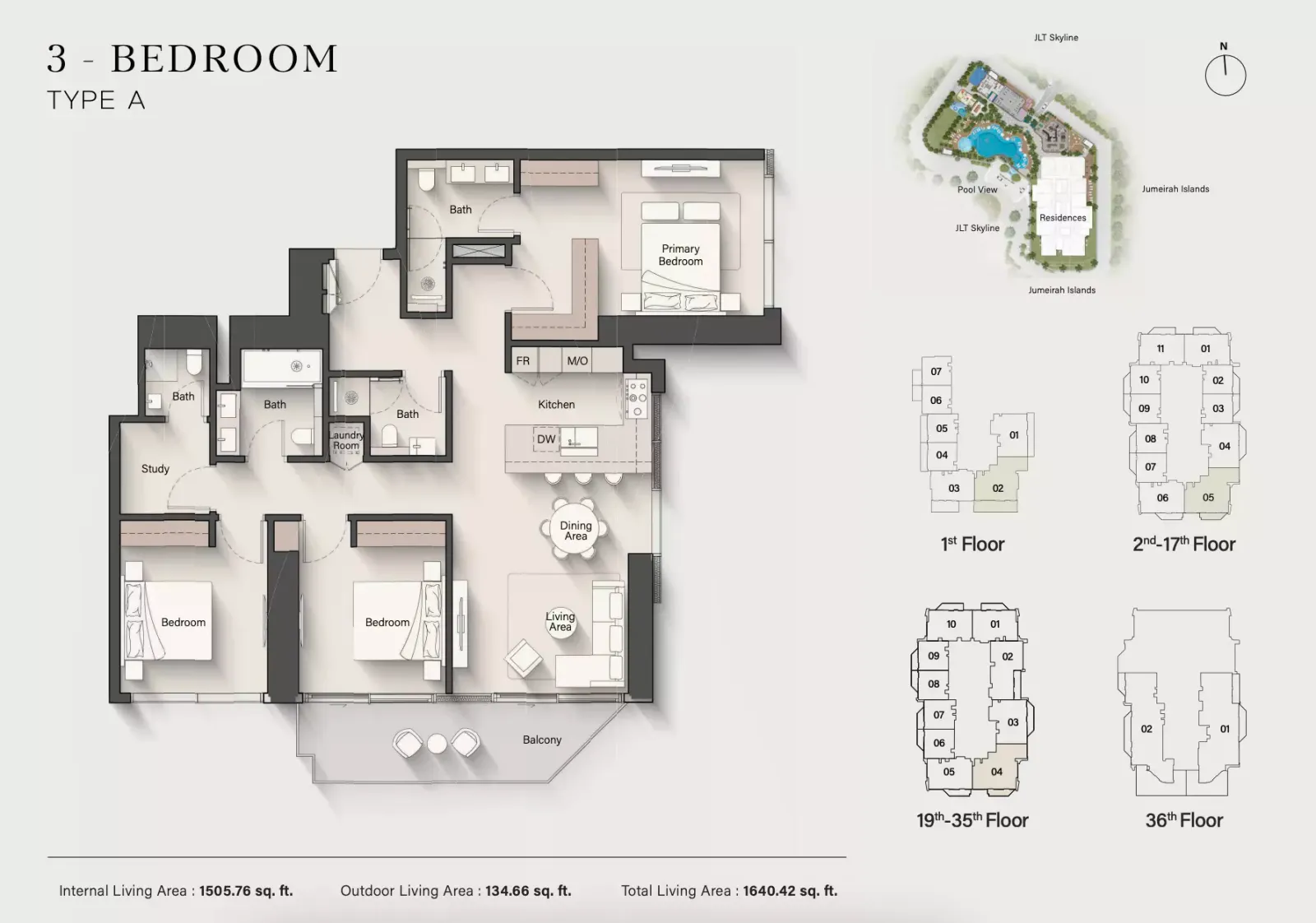 Floor plan for 3 Beds