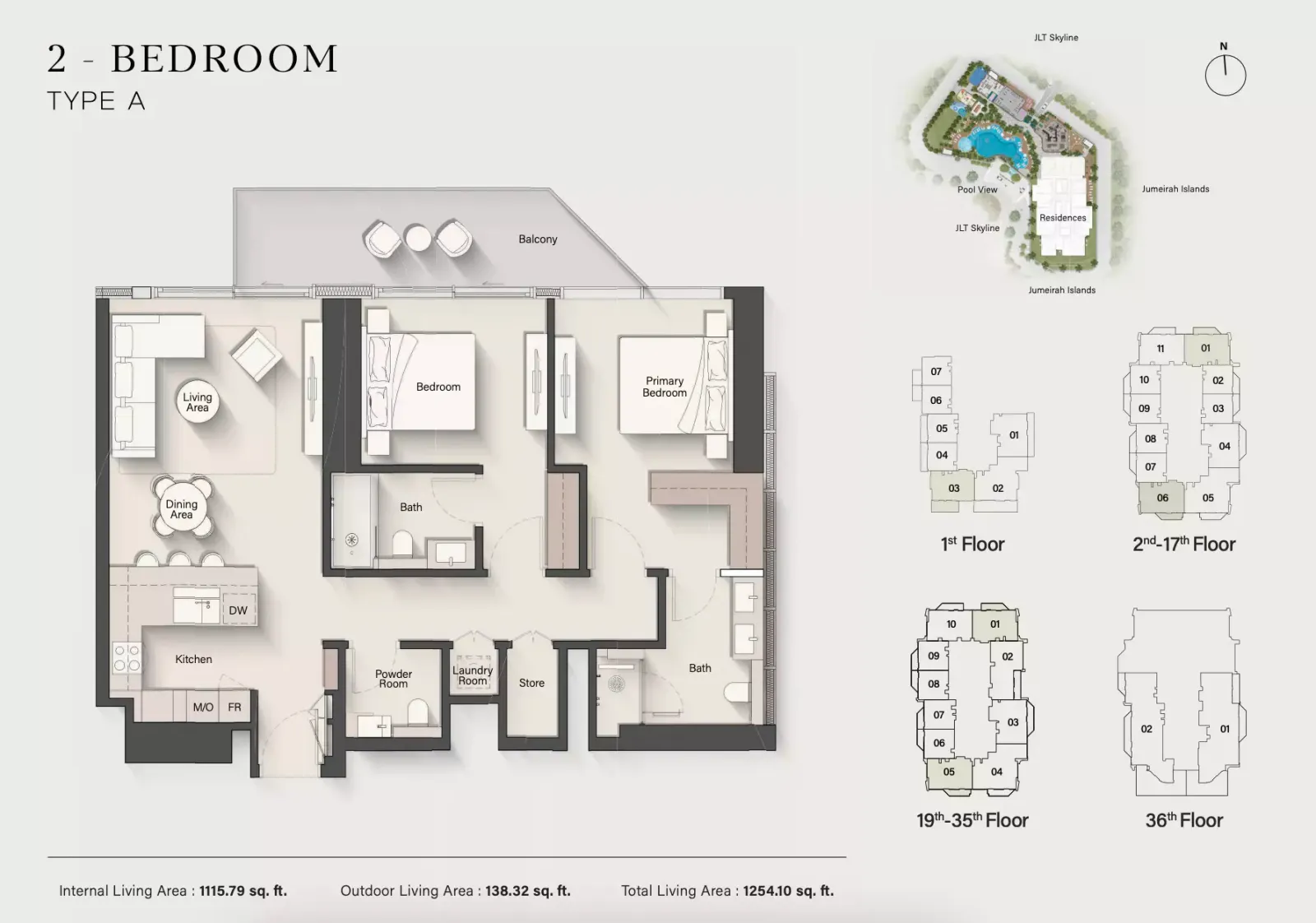 Floor plan for 2 Beds