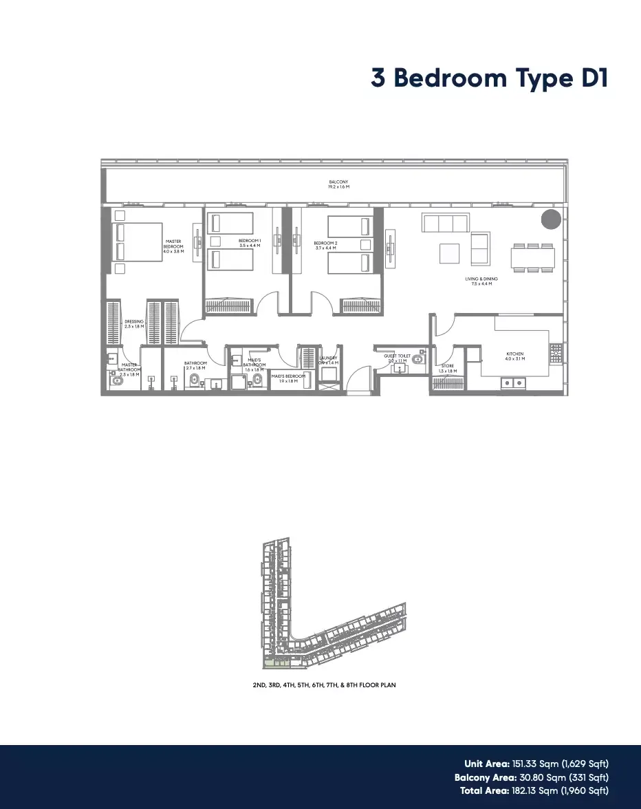 Floor plan for Type D1