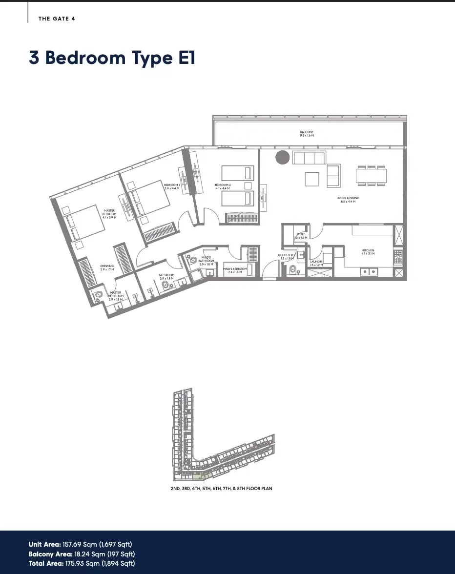 Floor plan for Type E1
