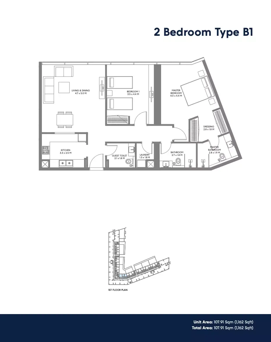 Floor plan for Type B1
