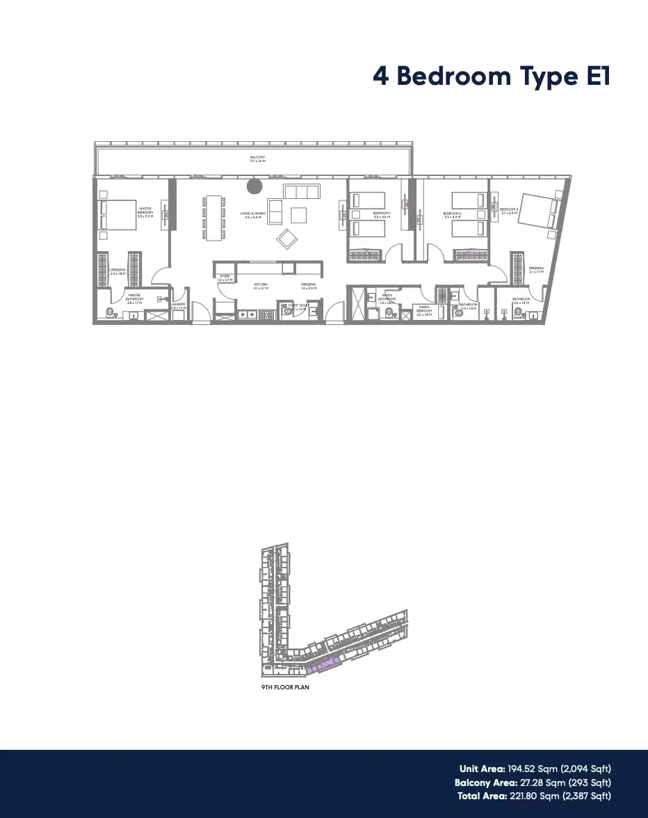 Floor plan for Type E1