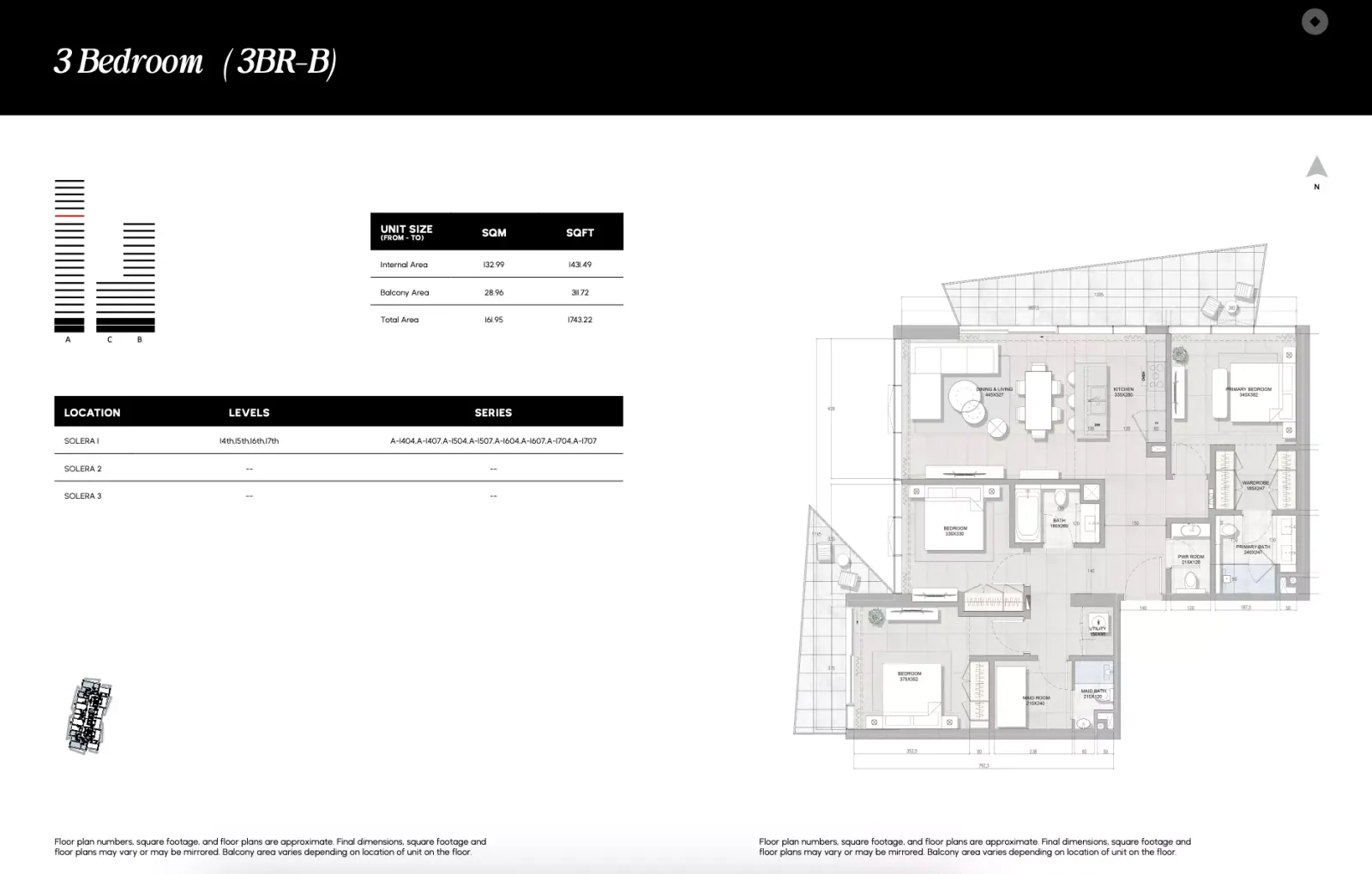 Floor plan for Type 3BR-B
