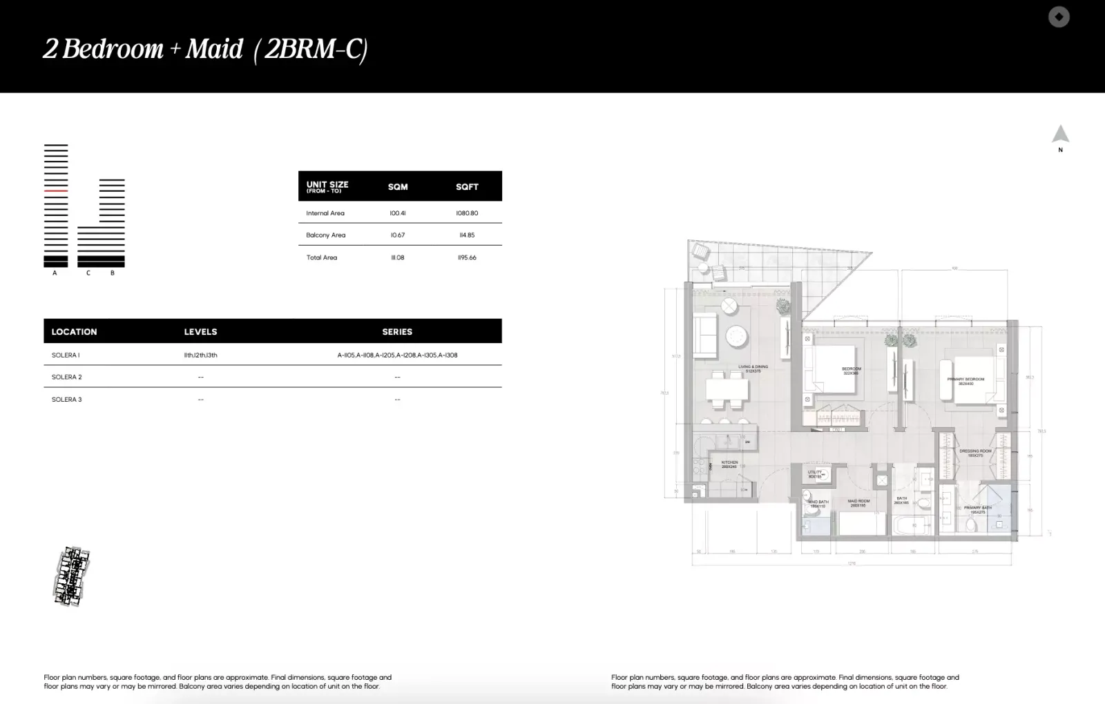 Floor plan for Type 2BRM-C