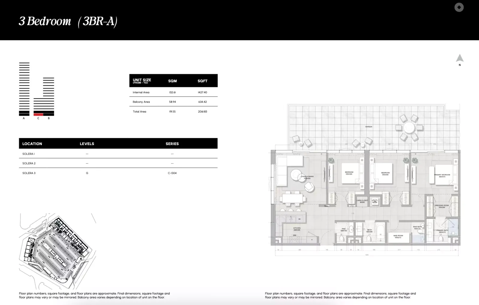 Floor plan for Type 3BR-A