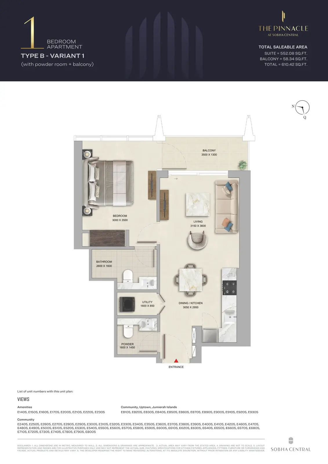 Floor plan for Type B1