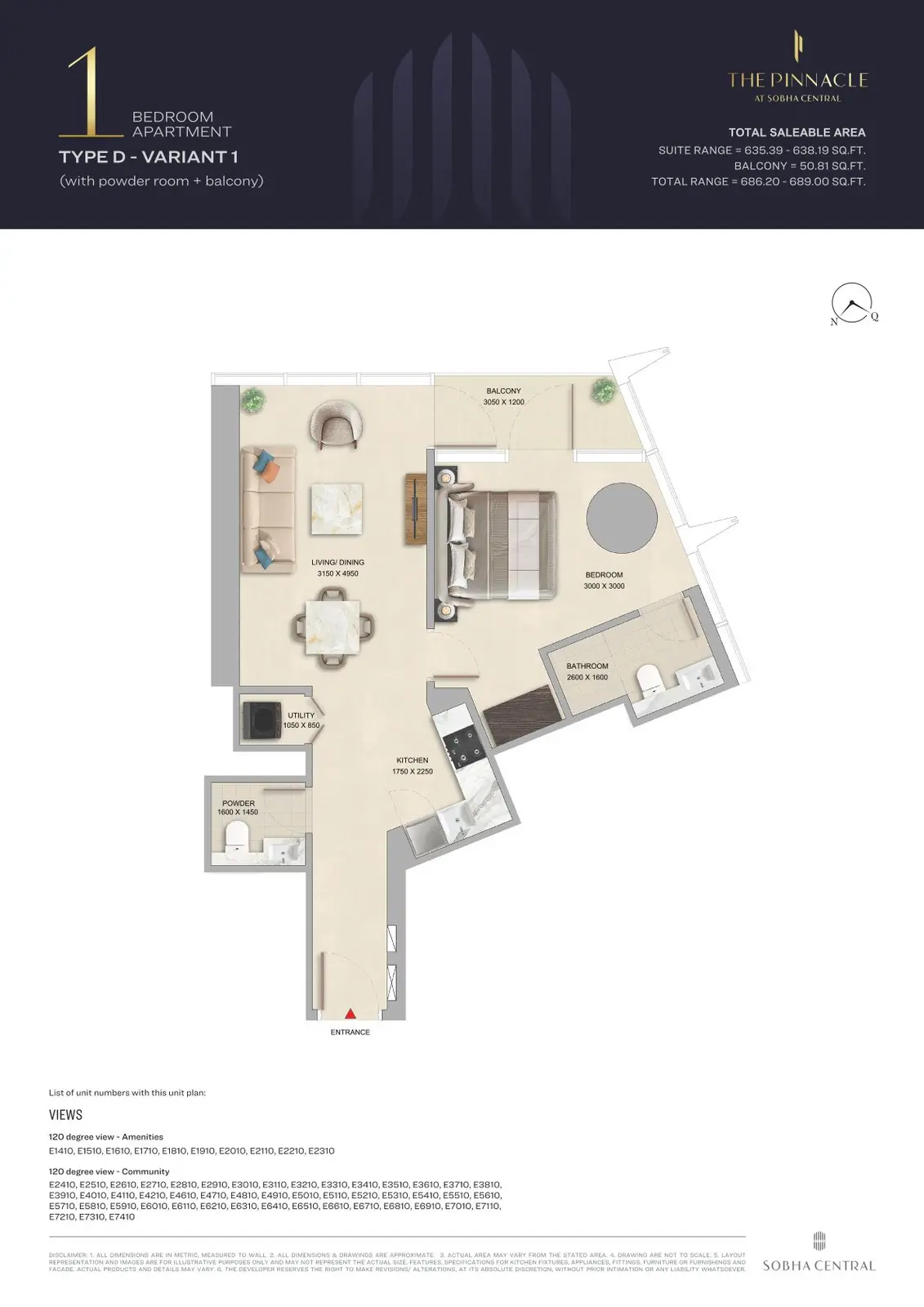Floor plan for Type D1