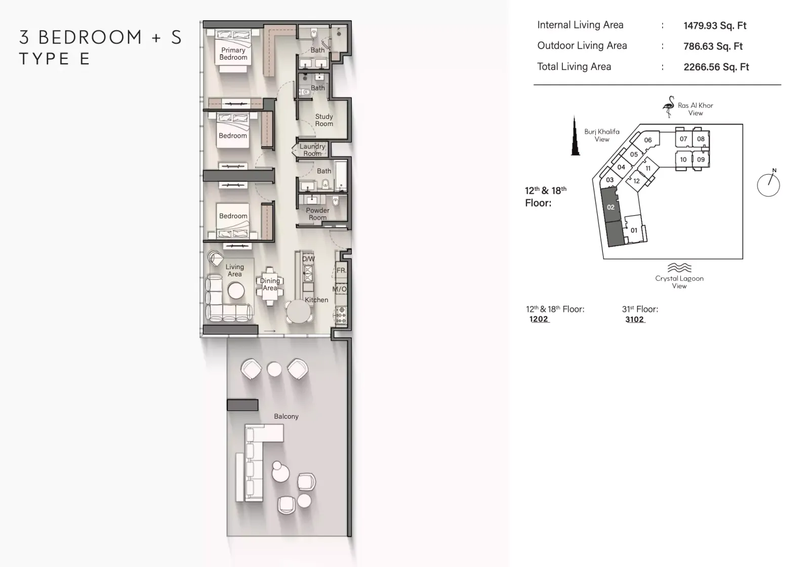 Floor plan for Type E+S