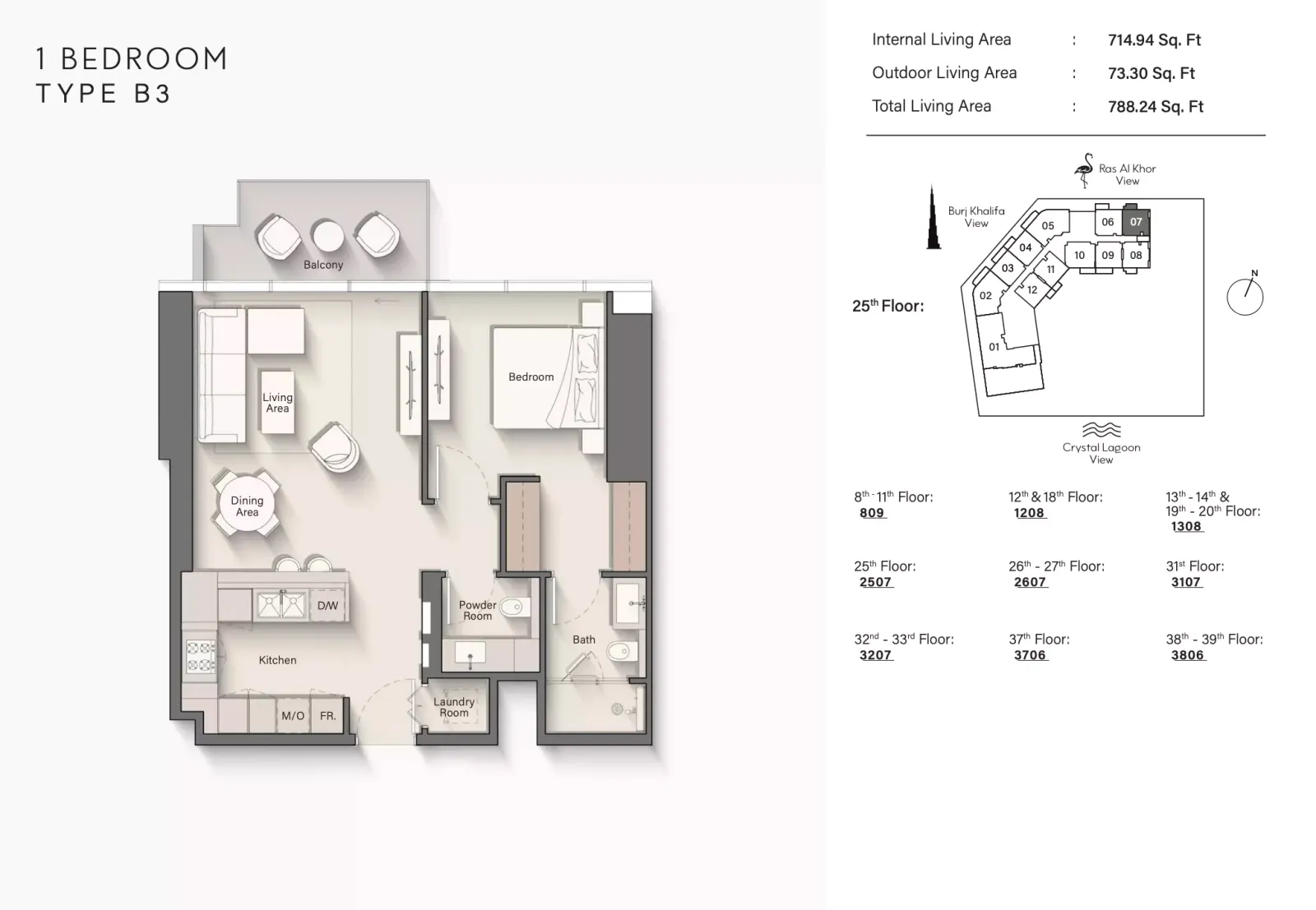 Floor plan for Type B3
