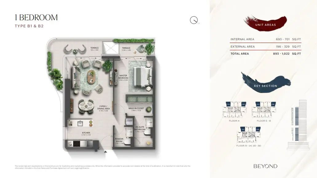 Floor plan for Type B1