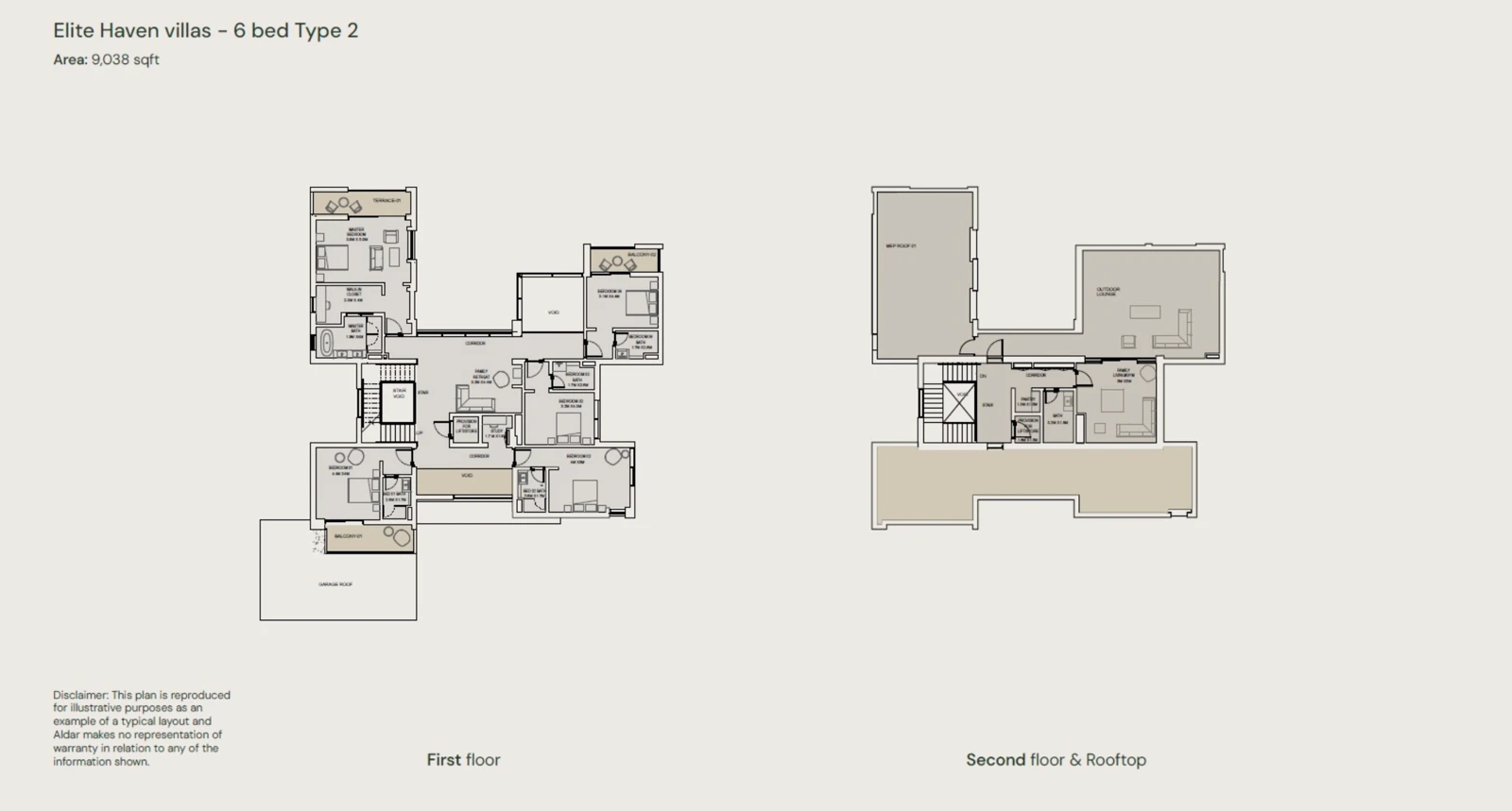 Floor plan for Elite Haven Villas- Type 2 Upper Floors