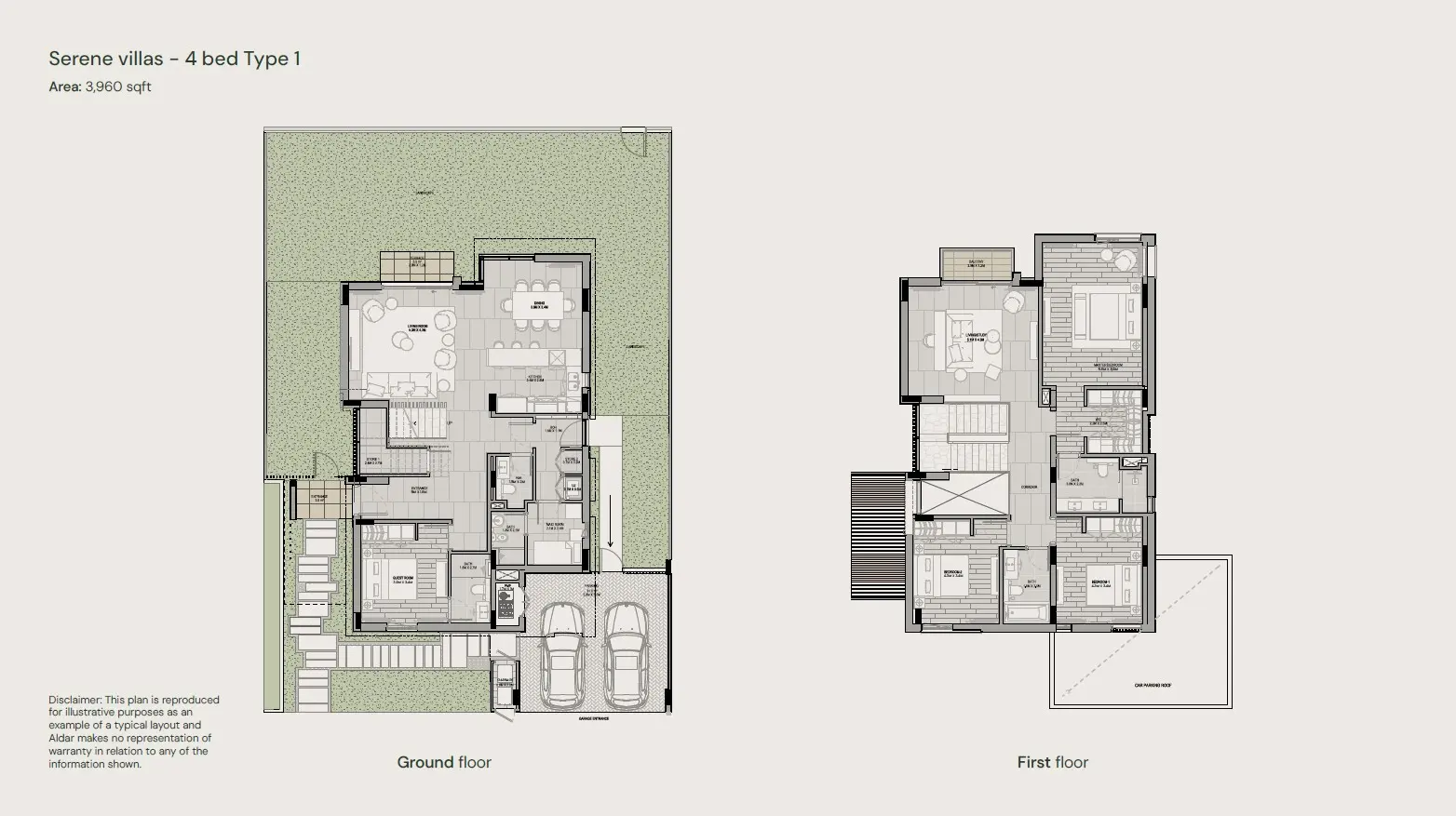 Floor plan for Serene Villas Type 1