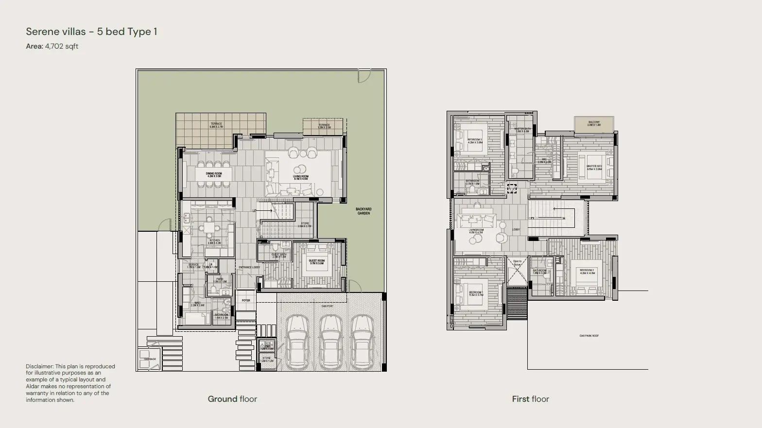 Floor plan for Serene Villas- Type 1