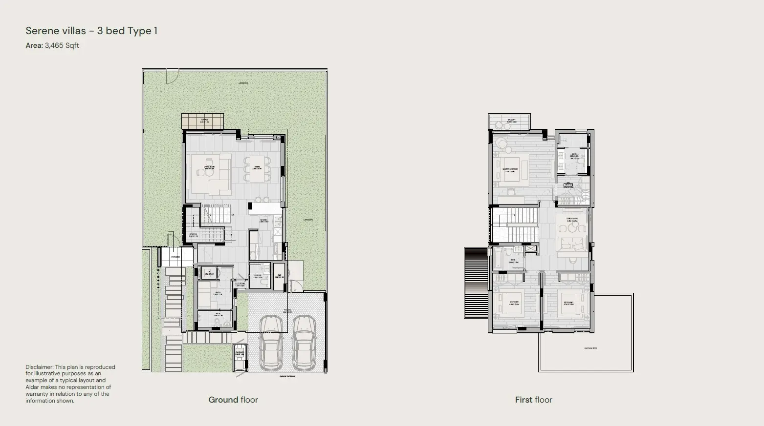 Floor plan for Serene Villas Type 1