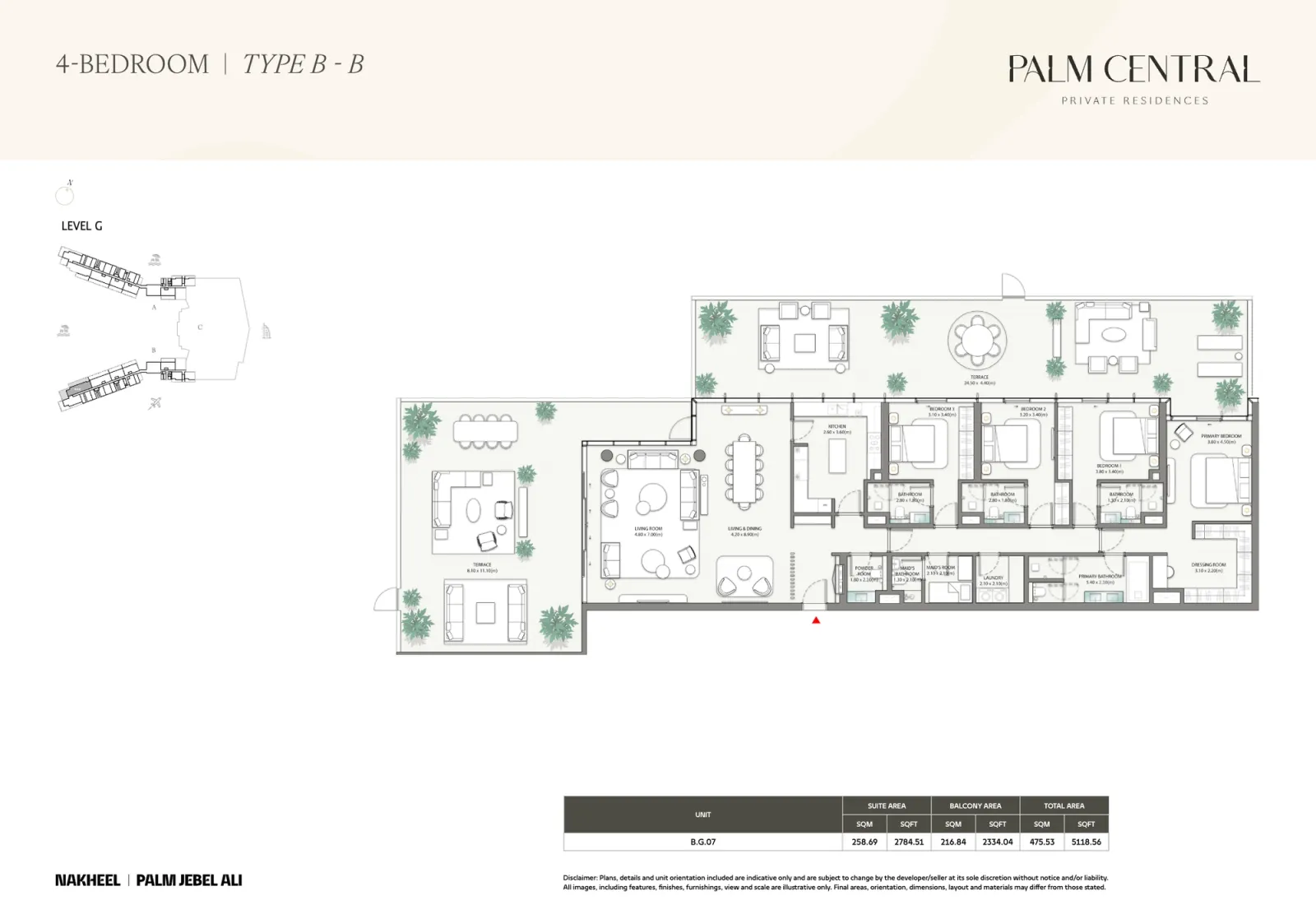 Floor plan for Type B - B