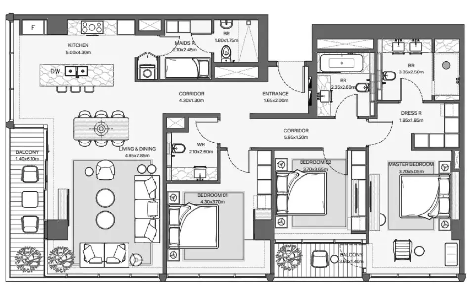 Floor plan for Type 1