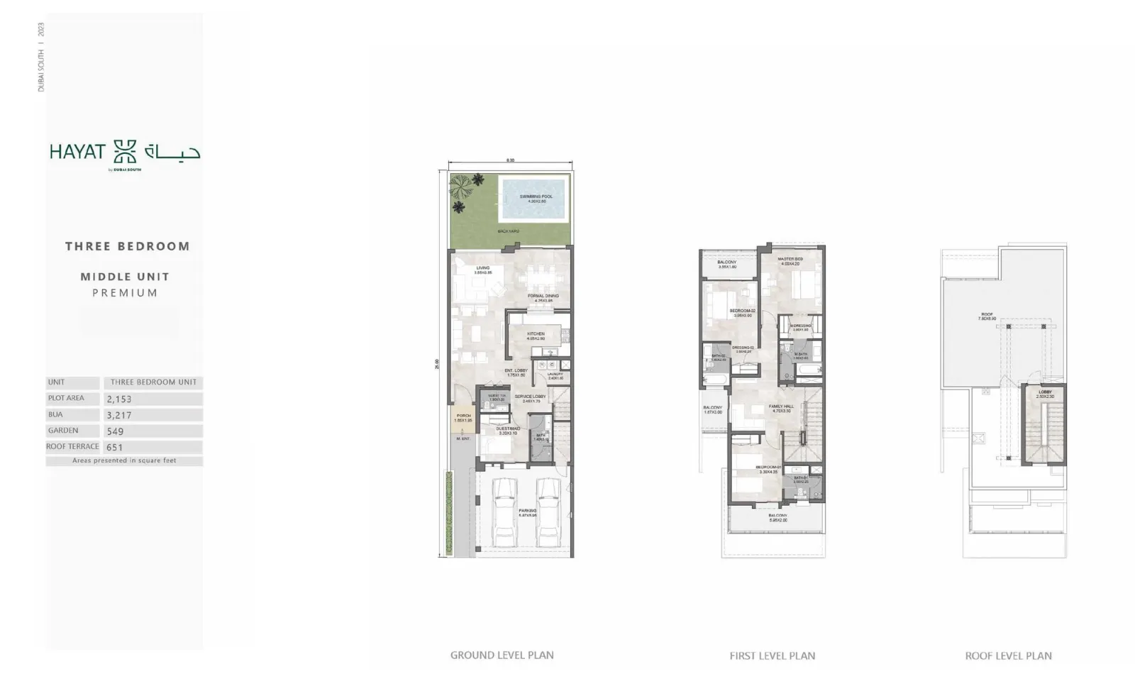 Floor plan for Middle Unit