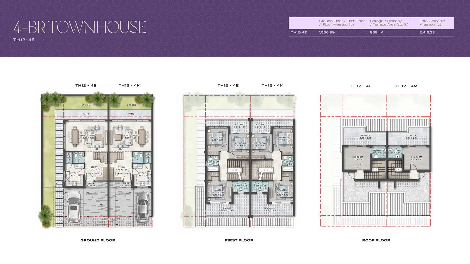 Floor plan for Type TH12-4E
