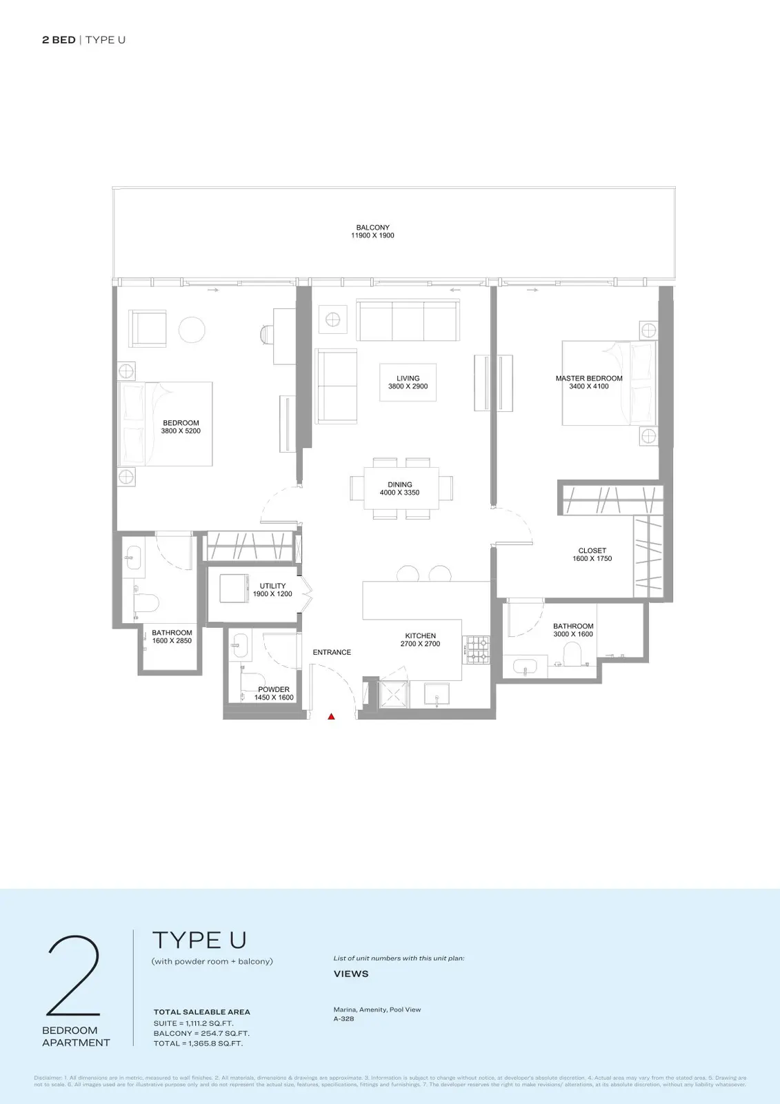 Floor plan for Type U
