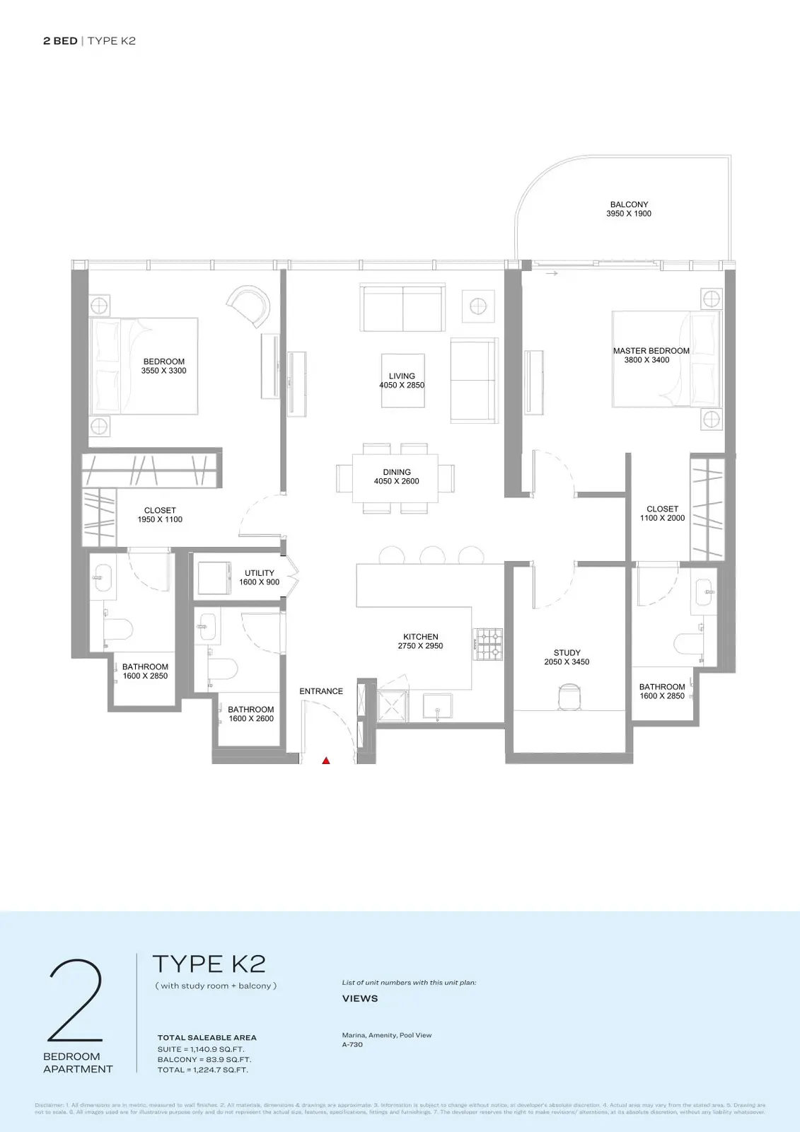 Floor plan for Type K2