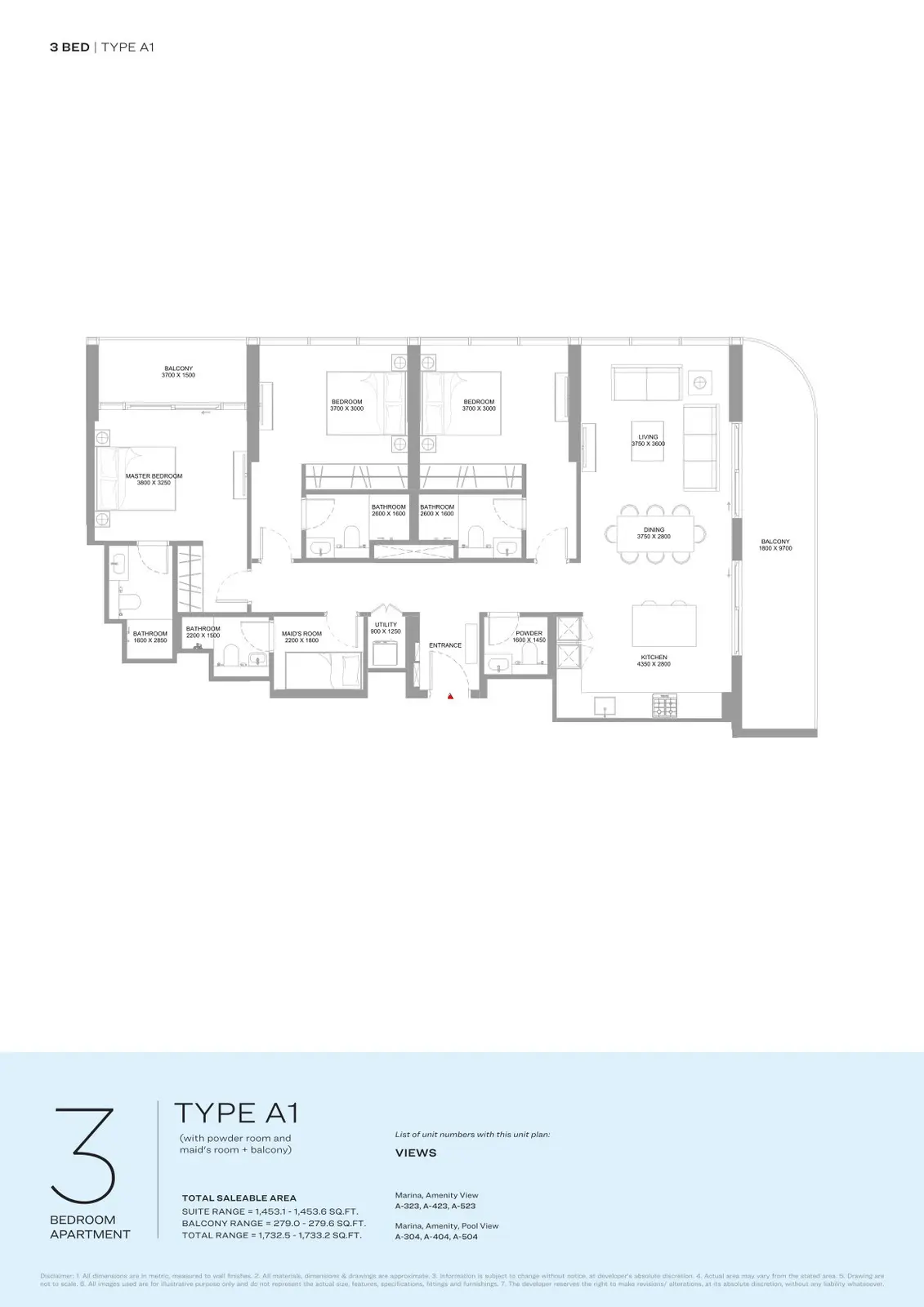 Floor plan for Type A1