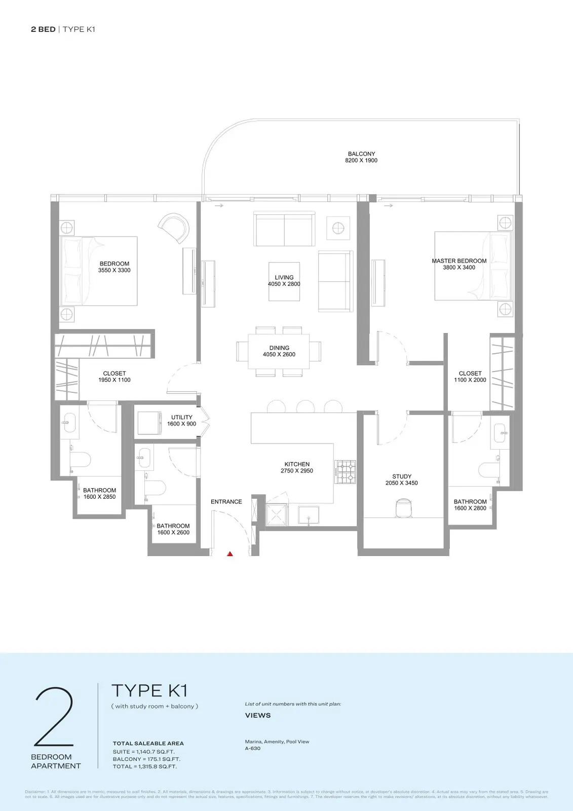 Floor plan for Type K1