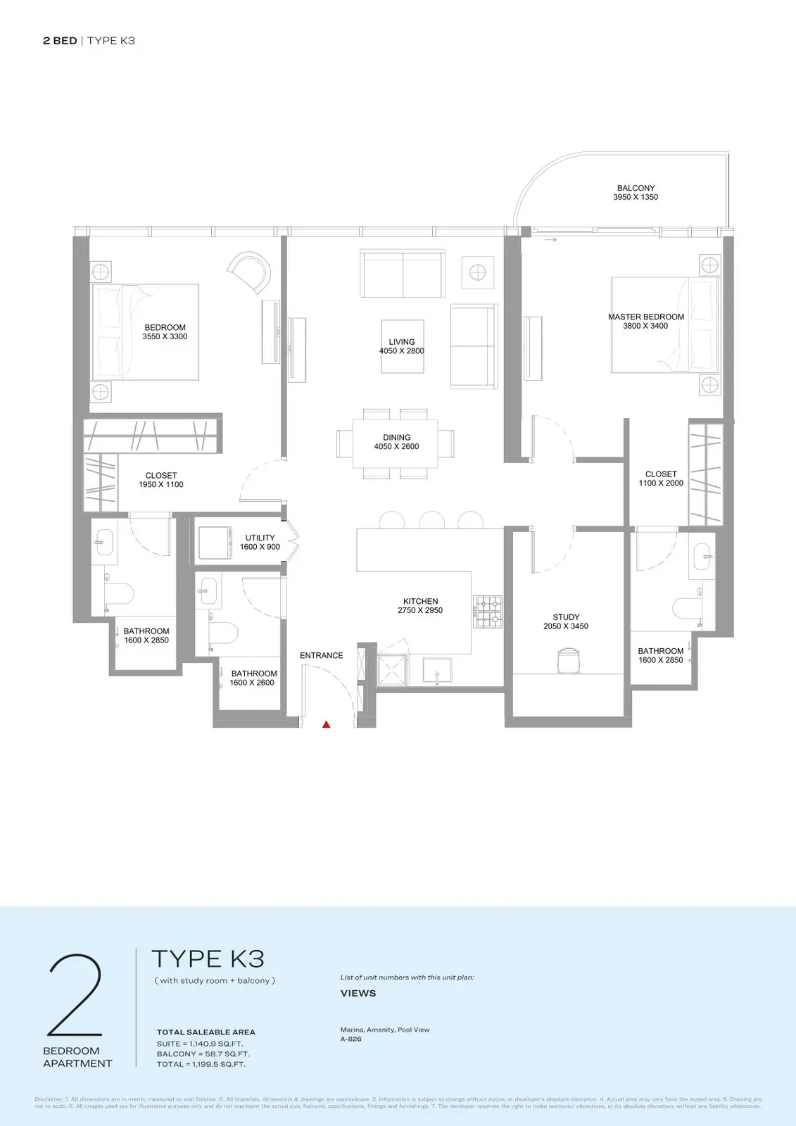 Floor plan for Type K3