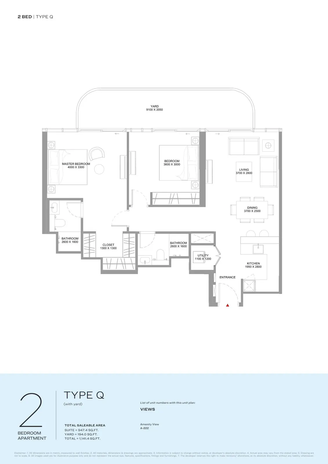 Floor plan for Type Q