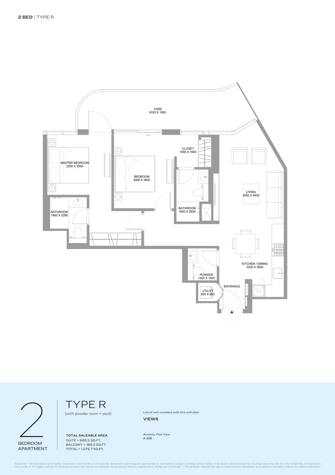 Floor plan for Type R
