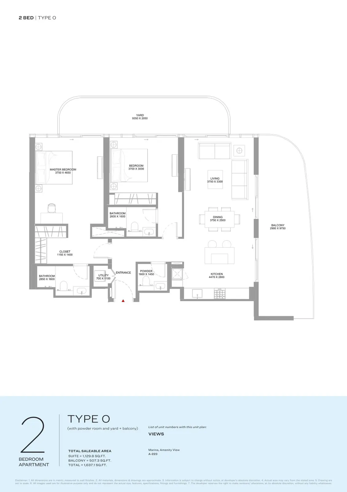 Floor plan for Type O