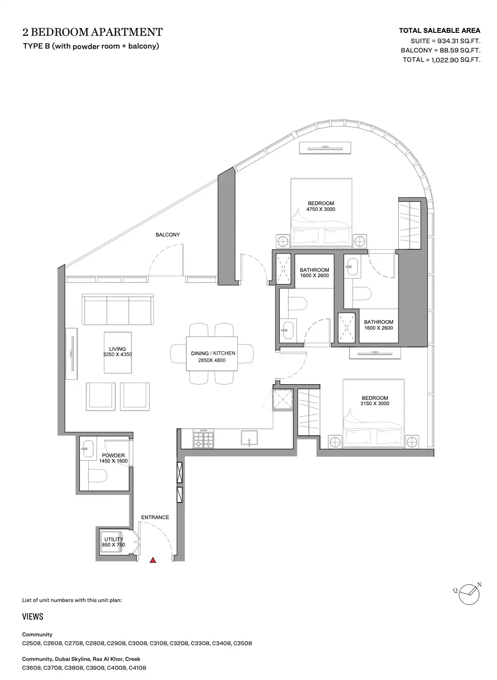 Floor plan for Type B