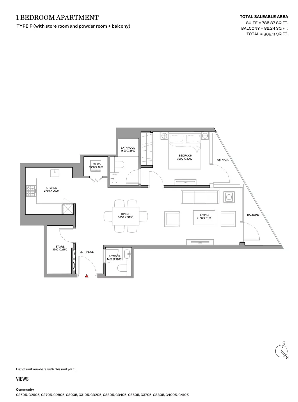 Floor plan for Type F