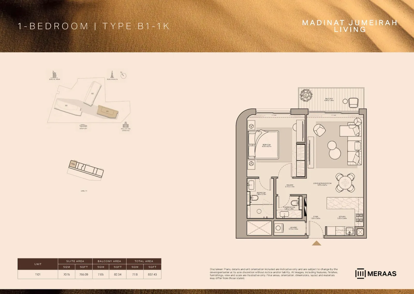 Floor plan for Type B1-1K