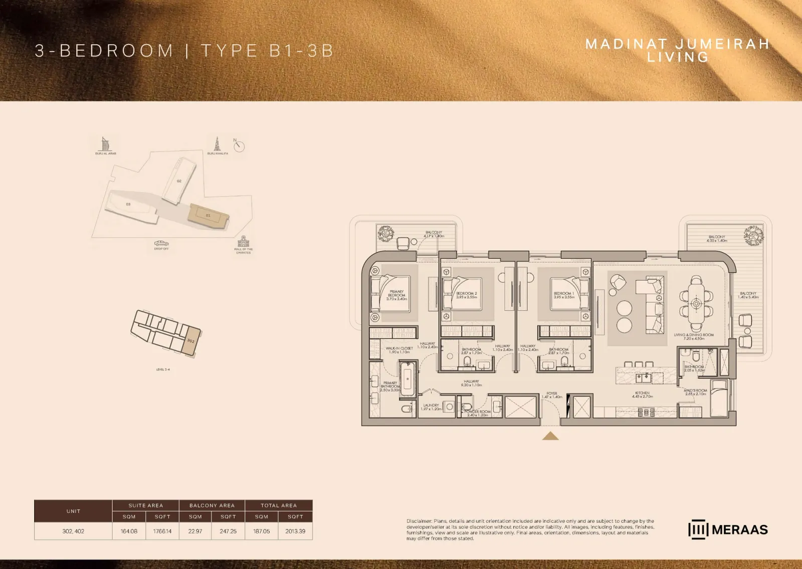 Floor plan for Type B1-3B