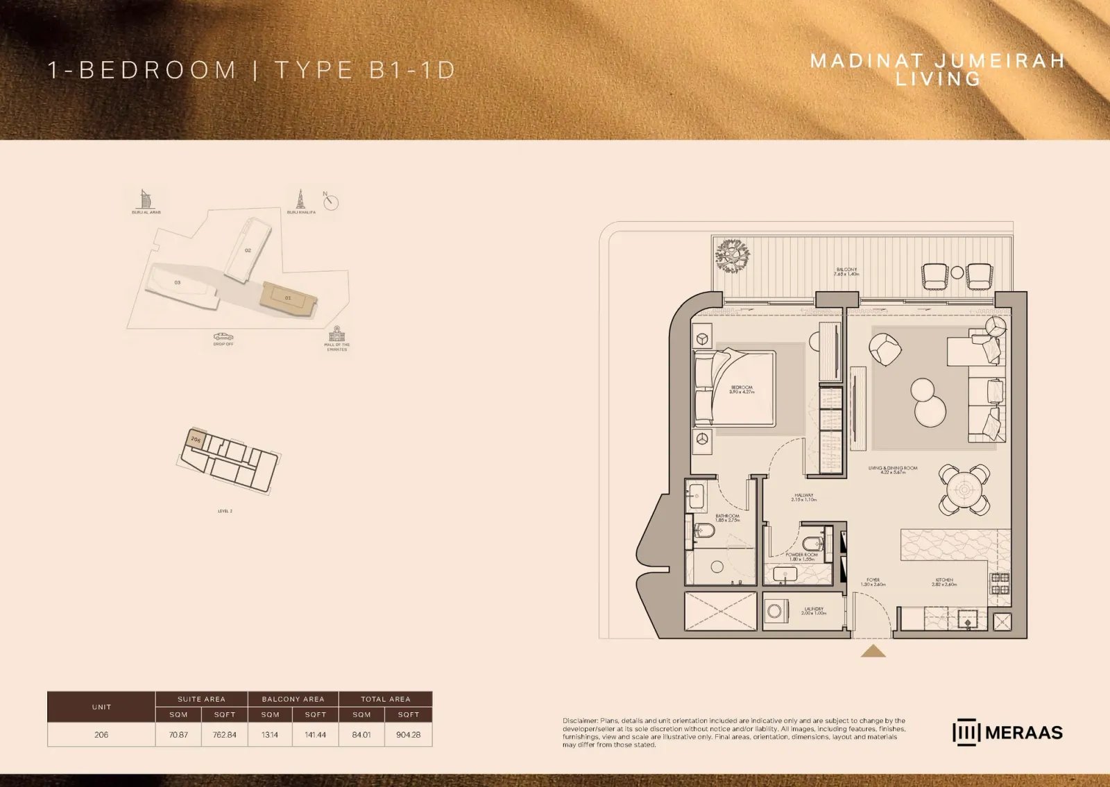 Floor plan for Type B1-1D