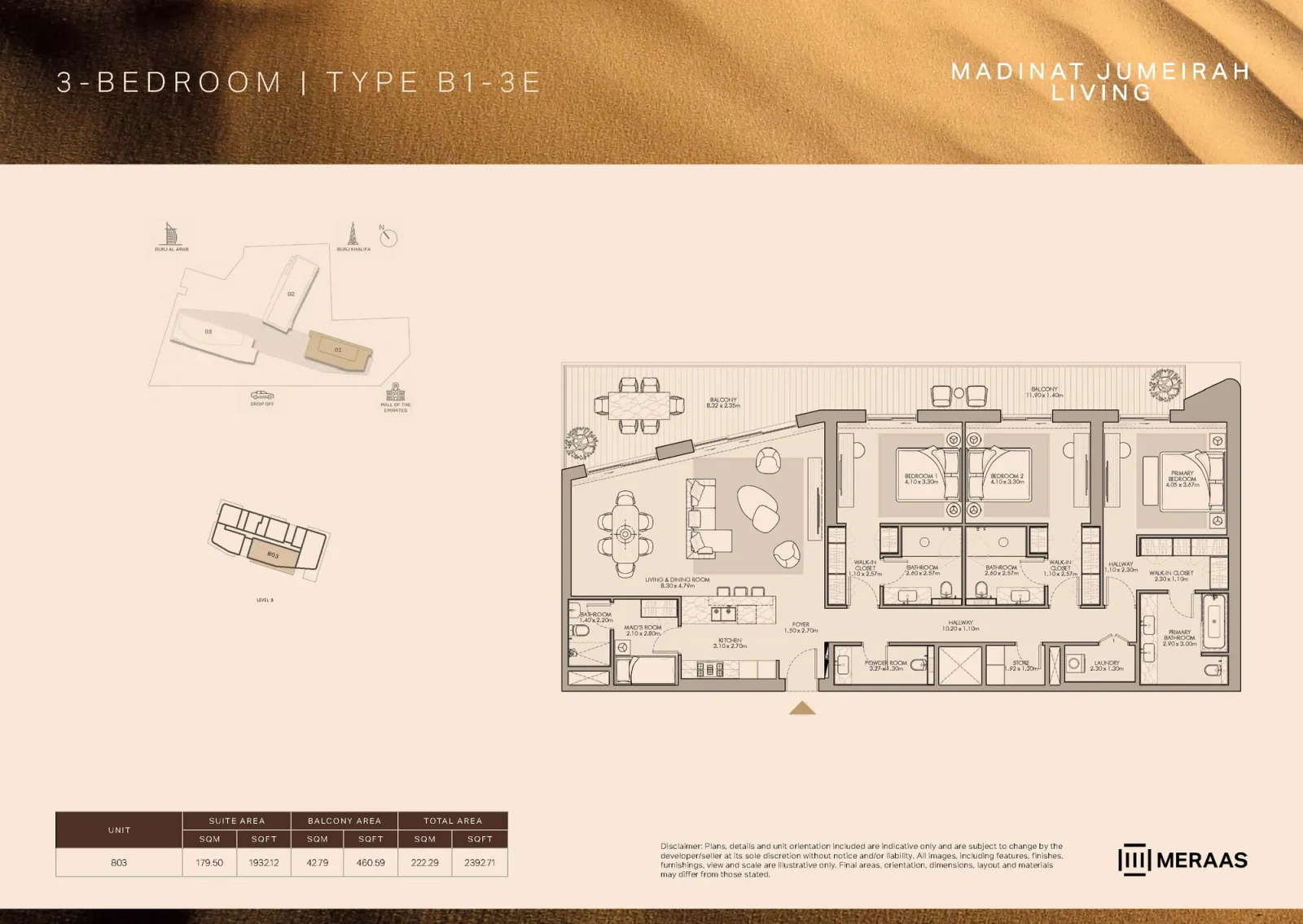 Floor plan for Type B1-3E