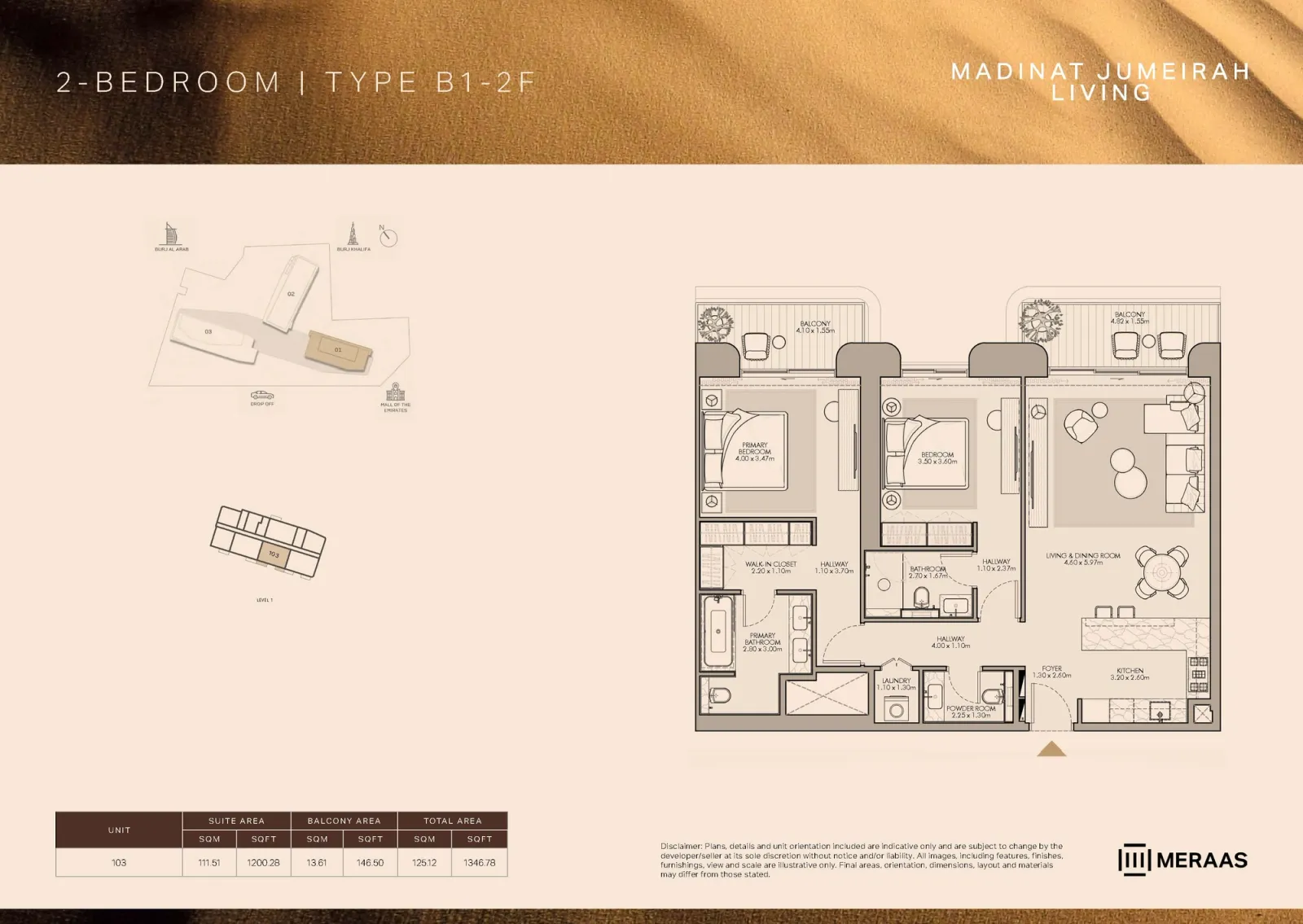 Floor plan for Type B1-2F