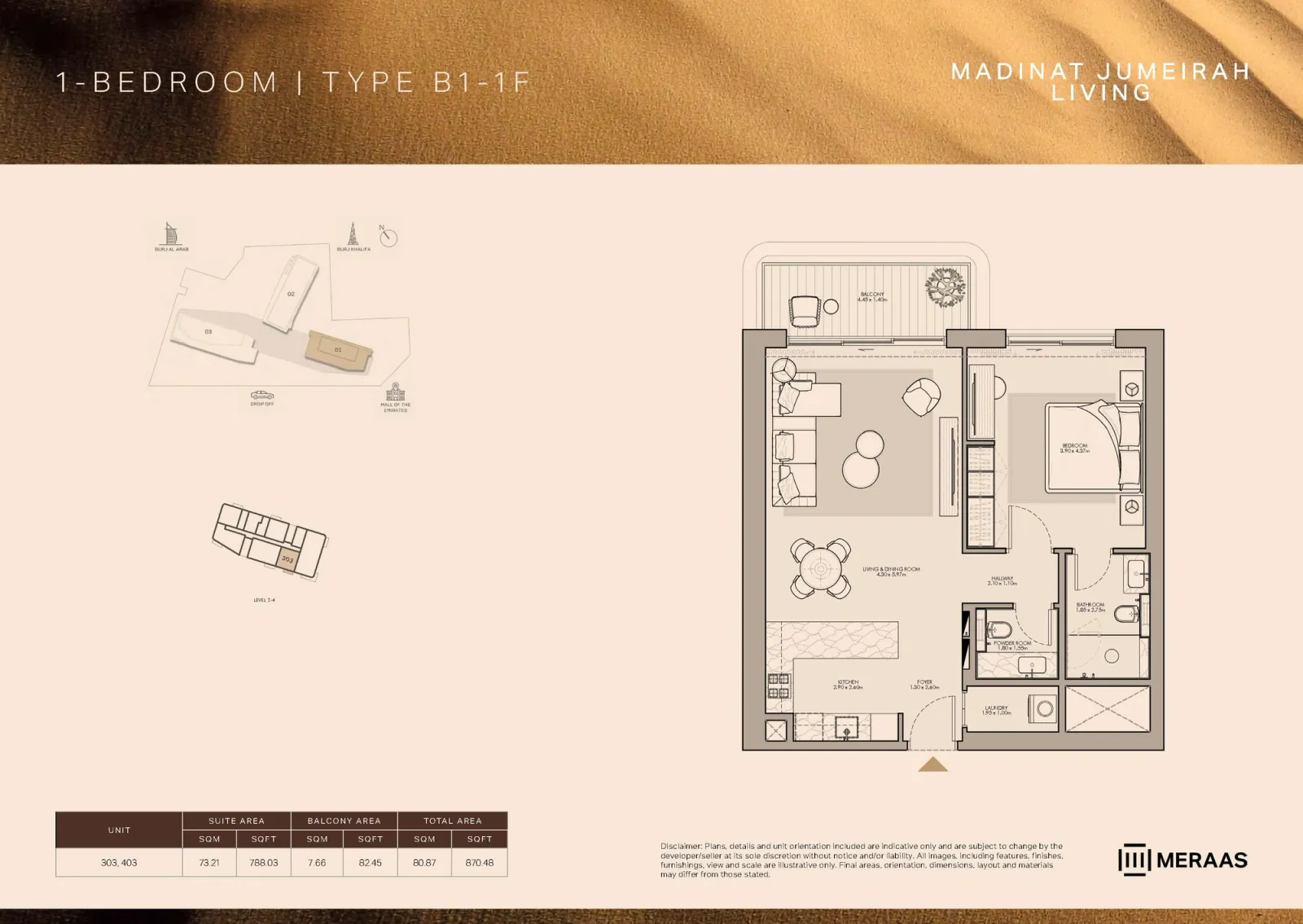 Floor plan for Type B1-1F