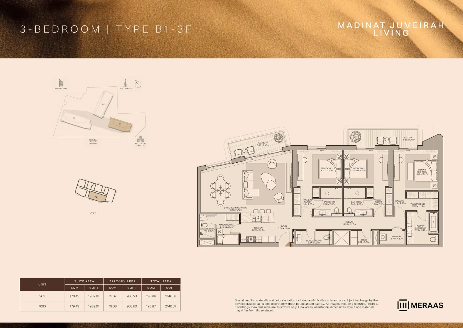 Floor plan for Type B1-3F