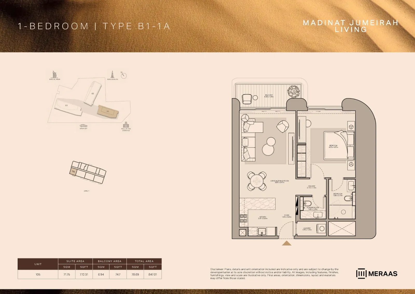 Floor plan for Type B1-1A