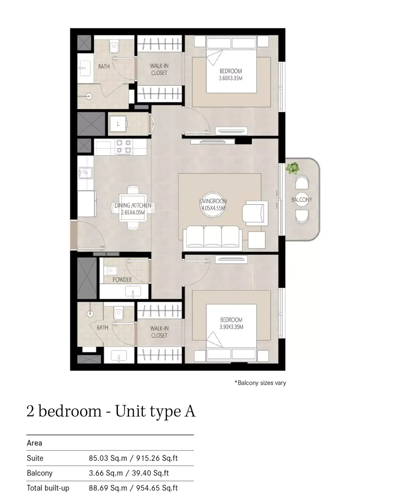 Floor plan for Type A