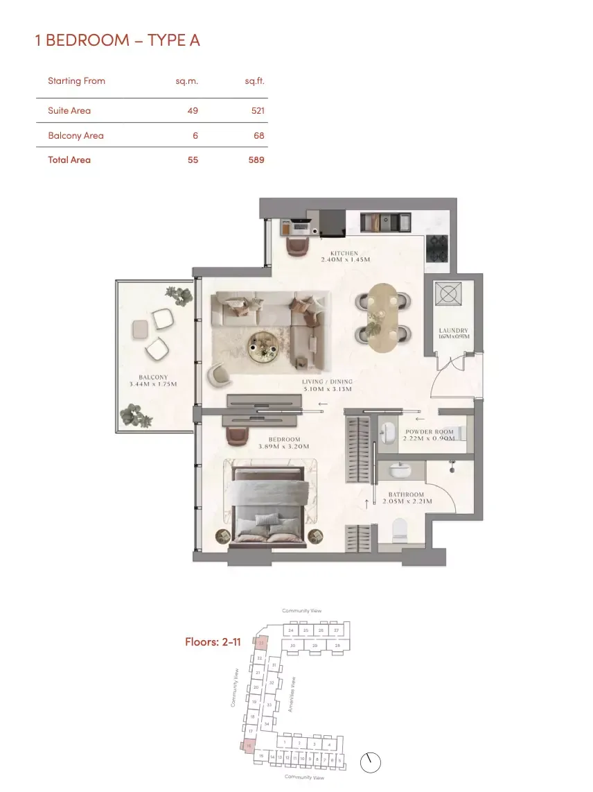 Floor plan for Type A