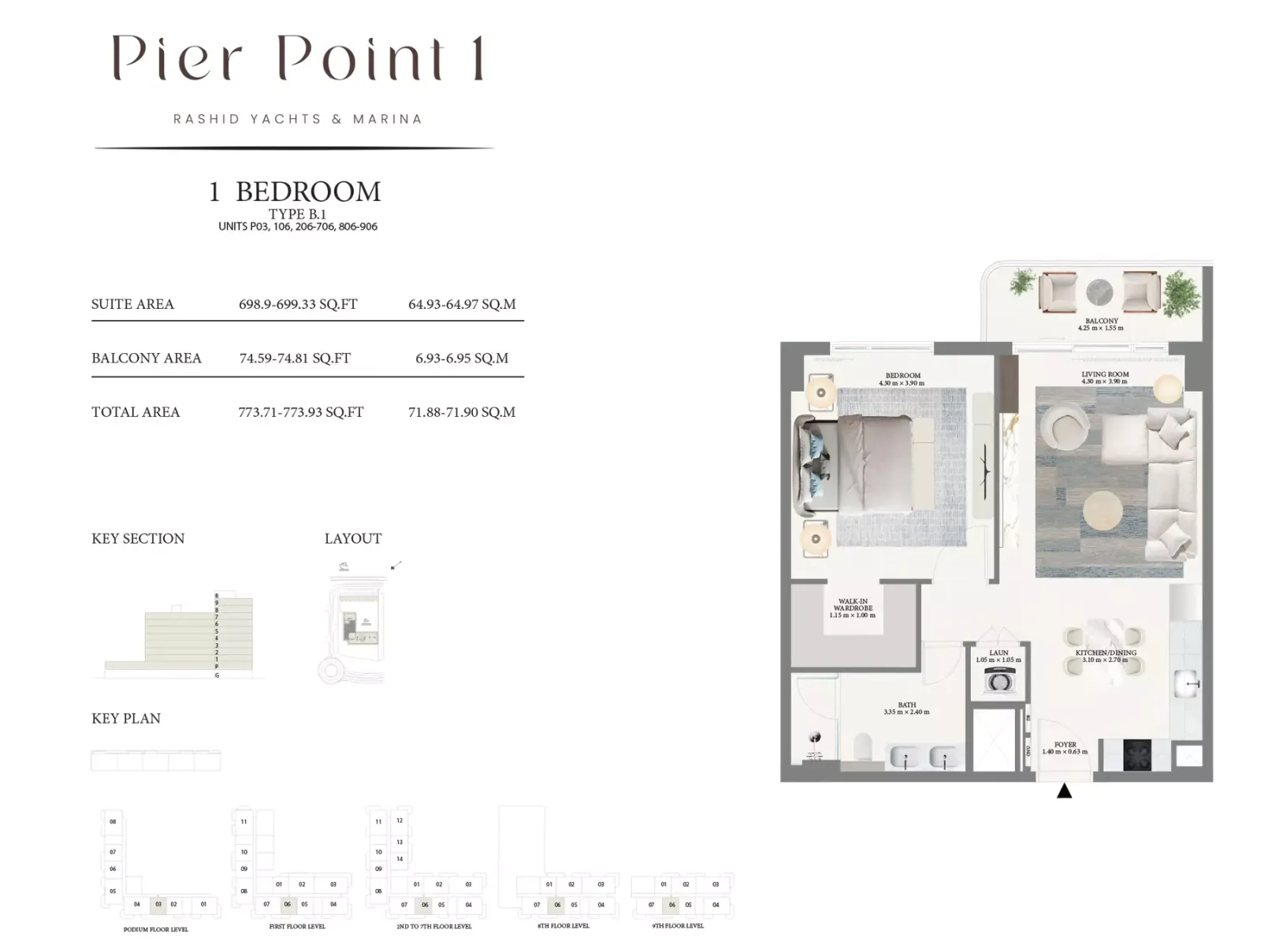 Floor plan for Type B1